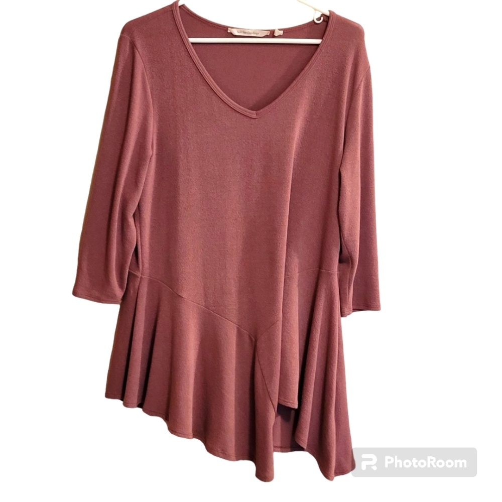 Soft Surroundings V-Neck Rose Pink Top Size Large